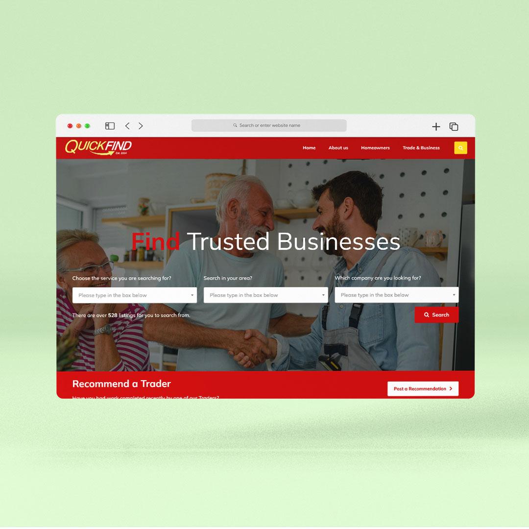 Directory website design for a trade directory covering Birmingham
